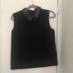 Black Leather Collared Top